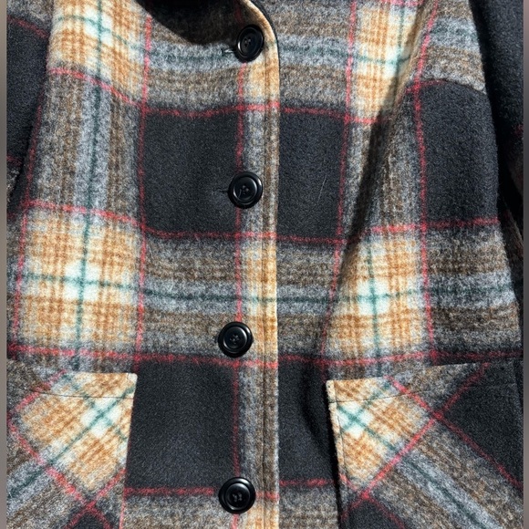 Charlie B Plaid Women's Coat - Black and Brown Wool Blend Size Small - Picture 4 of 13